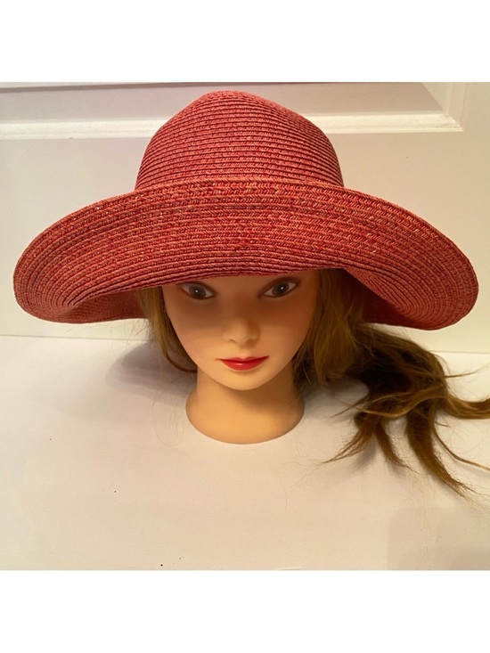 ERIC JAVITS HAT PINK WIDE BRIM STRAW SUN PACKABLE SQUISHEE USA main image 2